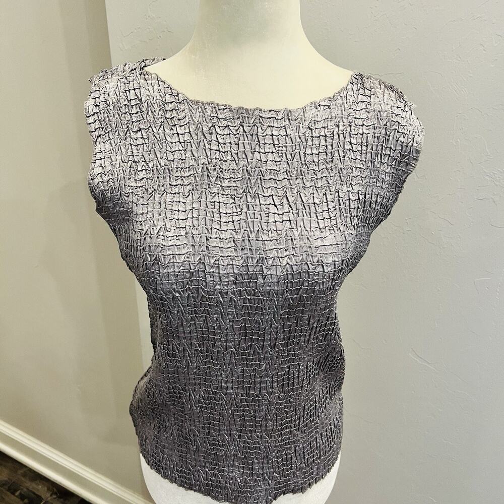 Rafael Pleated Pleat Women's Vintage Tank Size Medium Silver Sleeveless
